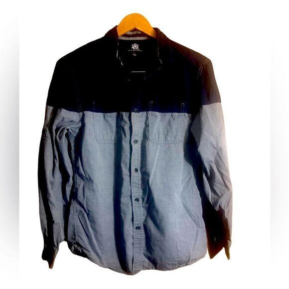 Rock & Republic Men’s Small Button Down Casual Shirt With Contrasting Blue. - Picture 1 of 5
